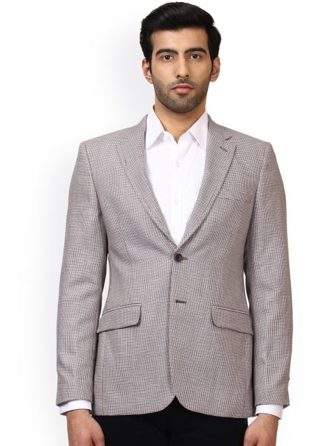 

Raymond Off-White & Red Self-Design Regular Fit Single-Breasted Formal Blazer