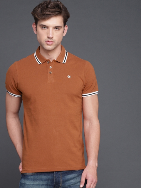 

WROGN Men Brown Solid Polo Collar T-shirt