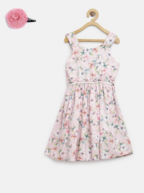 

Gini and Jony Girls Pink Floral Print Fit and Flare Dress
