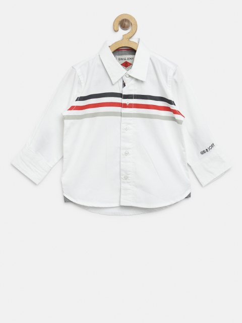 

Gini and Jony Boys White Regular Fit Striped Detail Casual Shirt