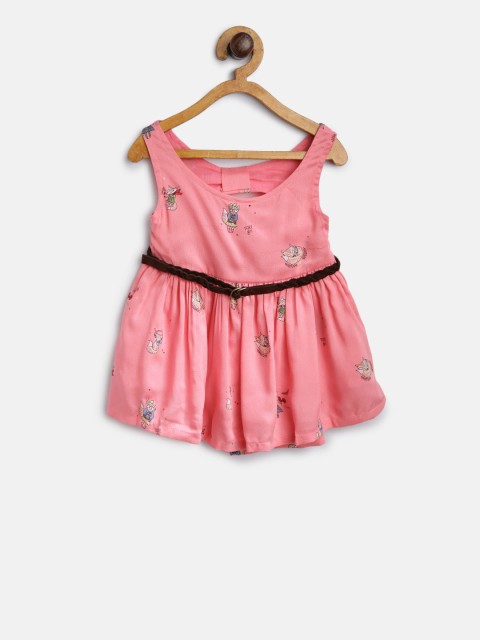 

Palm Tree Girls Pink Printed Fit and Flare Dress
