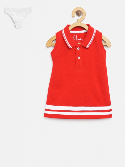 

Gini and Jony Girls Red Solid T-shirt Dress