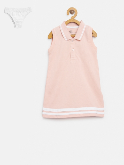 

Gini and Jony Girls Peach-Coloured Solid T-shirt Dress