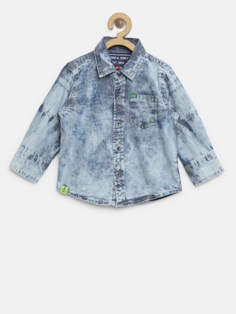 

Gini and Jony Boys Blue Regular Fit Washed Casual Shirt
