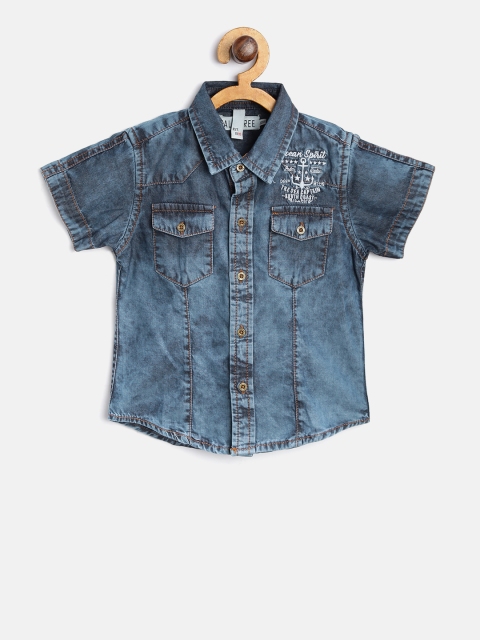 

Palm Tree Boys Blue Washed Denim Shirt