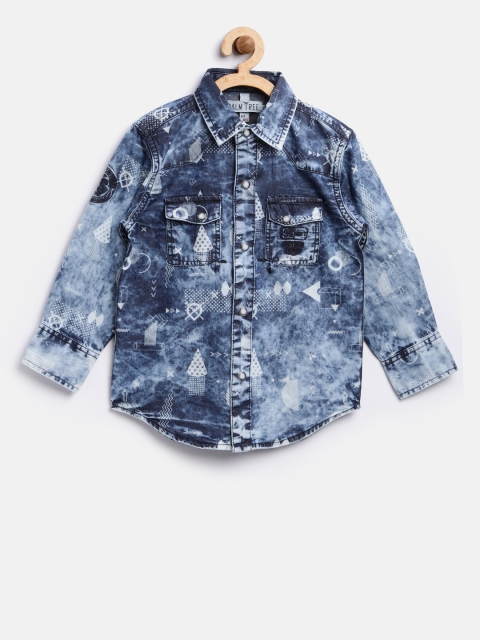 

Palm Tree Boys Blue Regular Fit Printed Casual Shirt