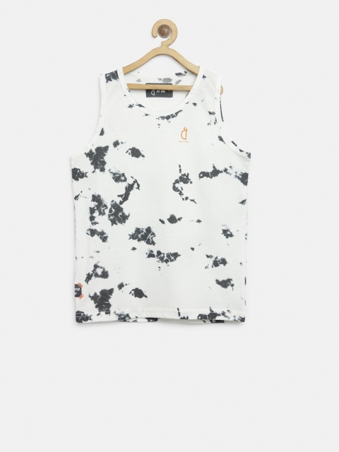 

Gini and Jony Boys White Printed Sleeveless Round Neck T-shirt