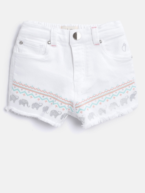 

Gini and Jony Girls White Printed Detail Regular Fit Hot Pants