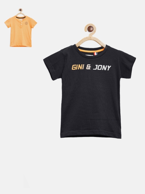 

Gini and Jony Boys Pack of 2 Solid T-shirt, Black