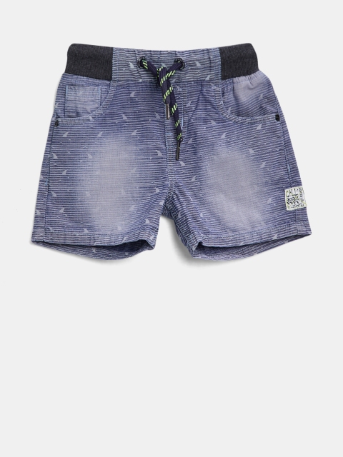 

Gini and Jony Boys Blue & Off-White Striped Regular Fit Shorts