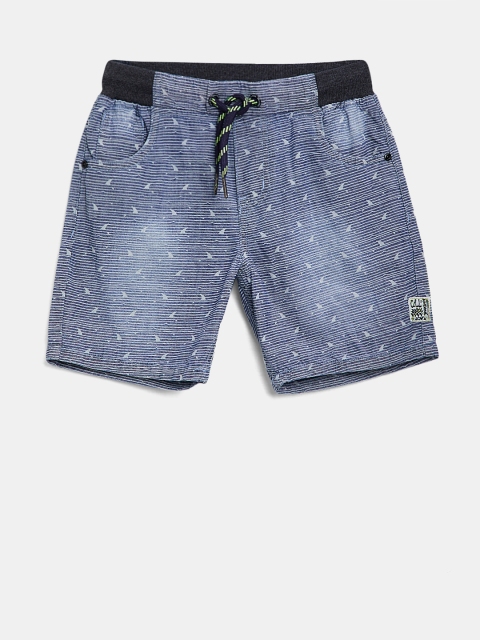 

Gini and Jony Boys Blue & Off-White Striped Regular Fit Shorts