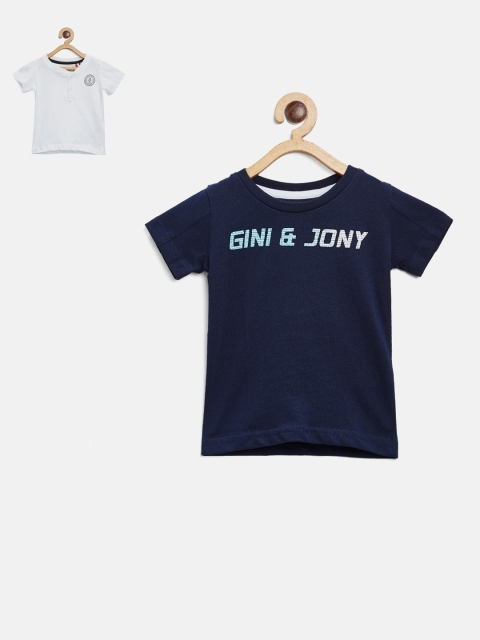 

Gini and Jony Boys Pack of 2 Solid T-shirt, Navy blue