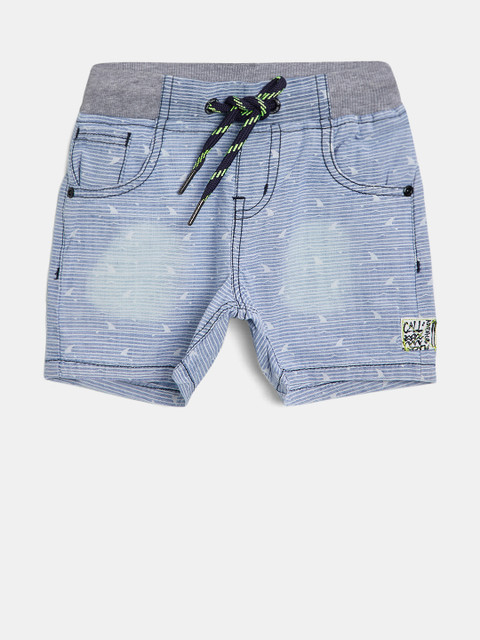 

Gini and Jony Boys Blue Striped Campus Fit Shorts