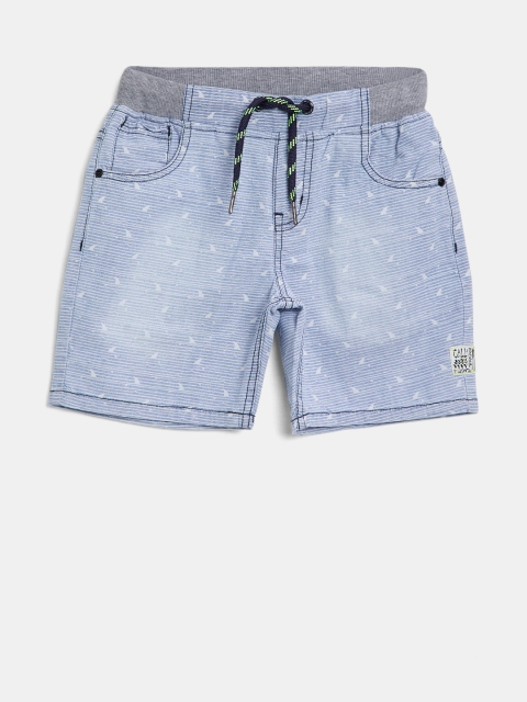 

Gini and Jony Boys Blue Striped Campus Fit Shorts