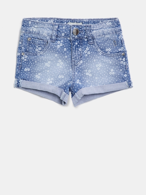 

Gini and Jony Girls Blue Printed Denim Shorts