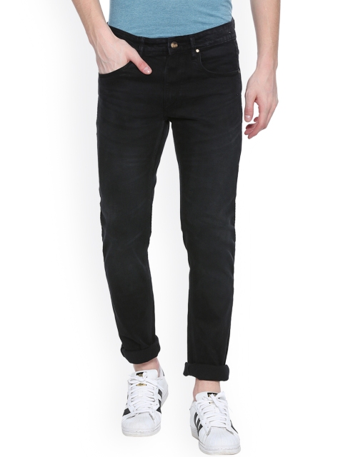 

People Men Black Regular Fit Mid-Rise Clean Look Stretchable Jeans