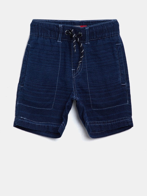 

Gini and Jony Boys Blue Striped Campus Fit Denim Shorts