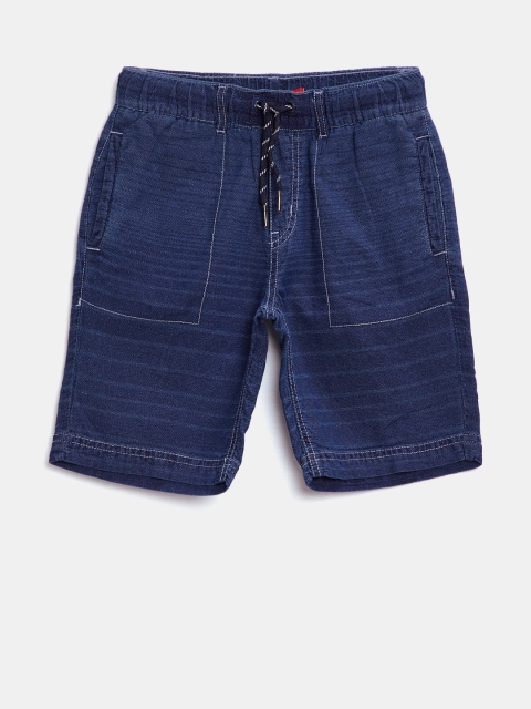 

Gini and Jony Boys Blue Striped Campus Fit Denim Shorts