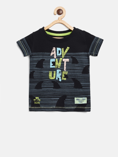 

Gini and Jony Boys Black Printed Round Neck T-shirt