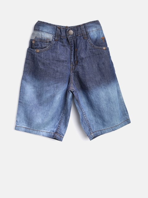 

Palm Tree Boys Blue Washed Classic Fit 3/4th Denim Shorts