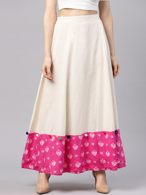 

Shree Women Off-White Maxi Flared Skirt