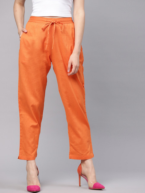 

Shree Women Orange Regular Fit Solid Trousers