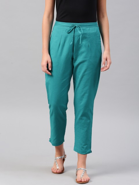 

Shree Women Teal Green Regular Fit Solid Trousers