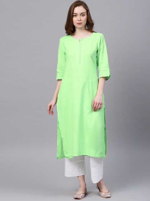 

Shree Women Green Solid Straight Kurta