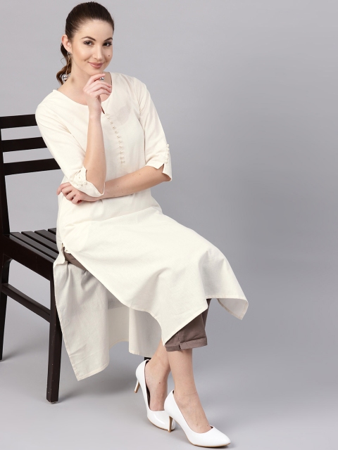 

Shree Women Off-White Solid Straight Kurta