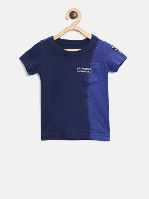 

Gini and Jony Boys Navy Blue Dyed Round Neck T-shirt