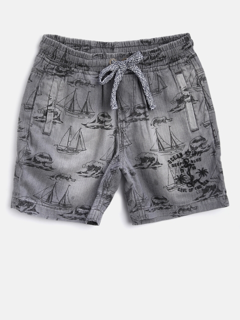 

Palm Tree Boys Grey Printed Regular Shorts