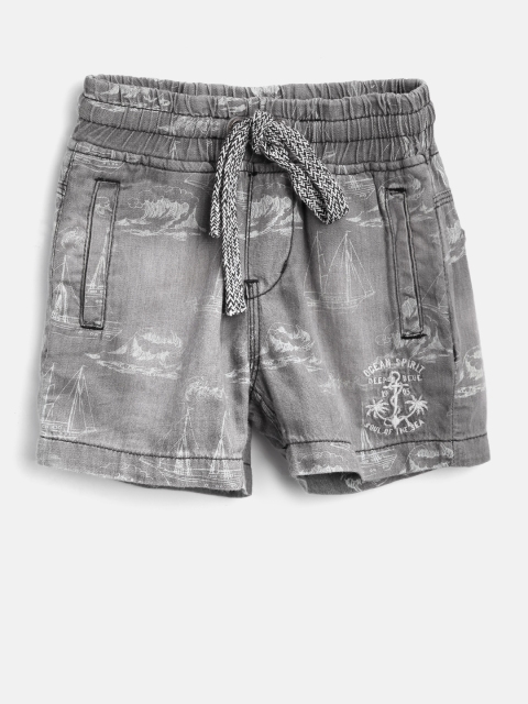 

Palm Tree Boys Grey Printed Regular Fit Shorts