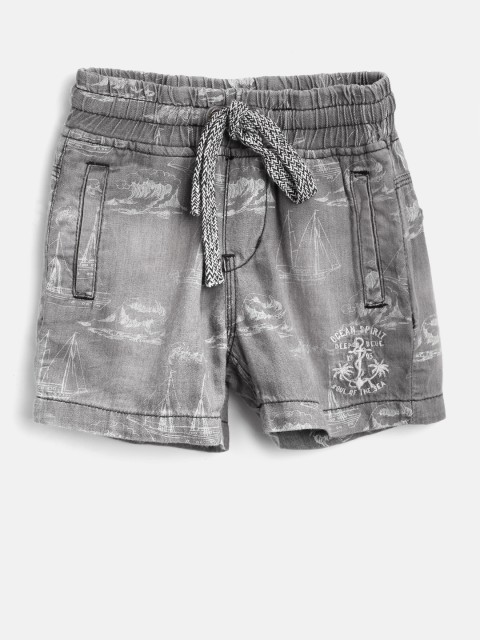 

Palm Tree Boys Grey Printed Regular Fit Shorts