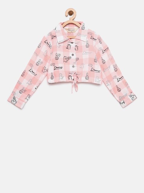 

Gini and Jony Girls Pink & White Checked Casual Shirt