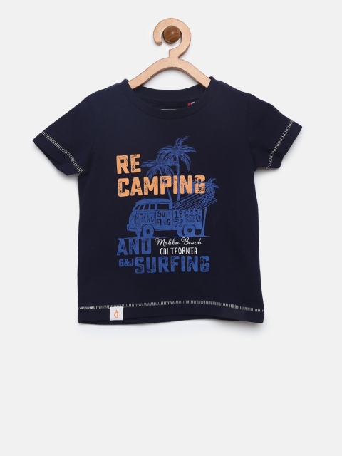 

Gini and Jony Boys Navy Blue Printed Round Neck T-shirt