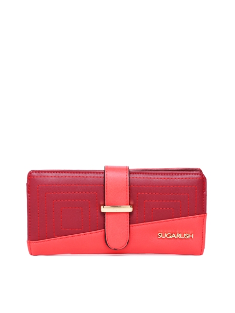 

Sugarush Women Red & Pink Colourblocked Two Fold Wallet