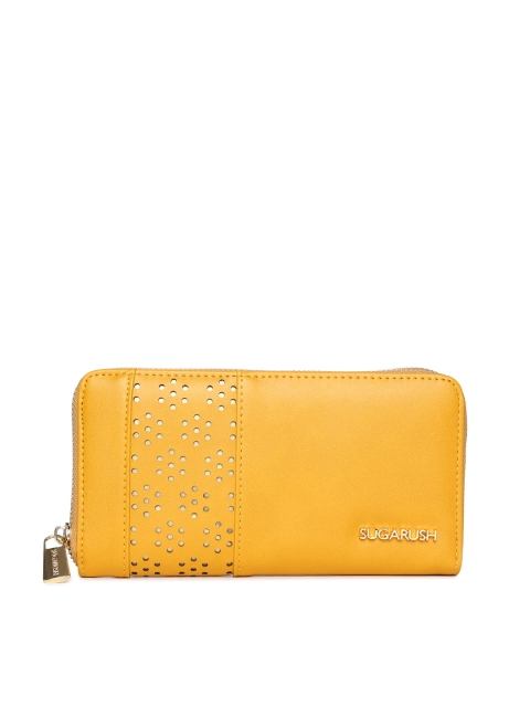 

Sugarush Women Yellow Solid Zip Around Wallet