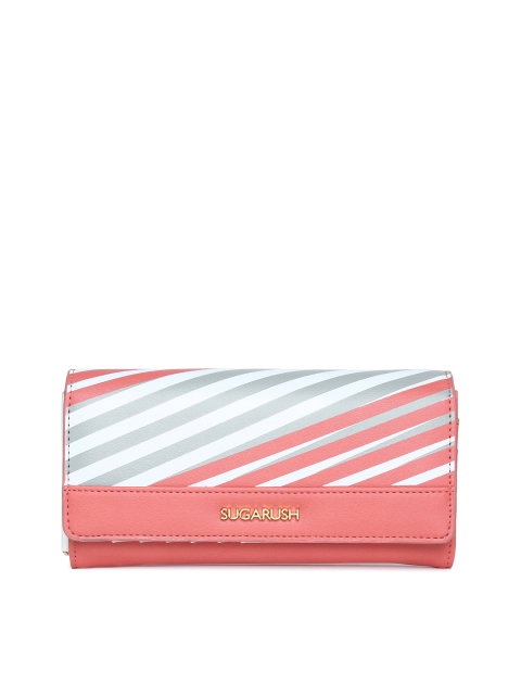 

Sugarush Women Pink & Grey Striped Two Fold Wallet