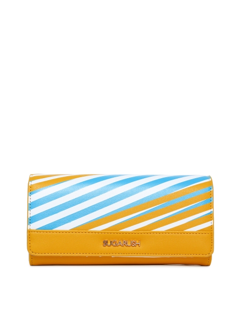 

Sugarush Women Yellow & Blue Striped Two Fold Wallet