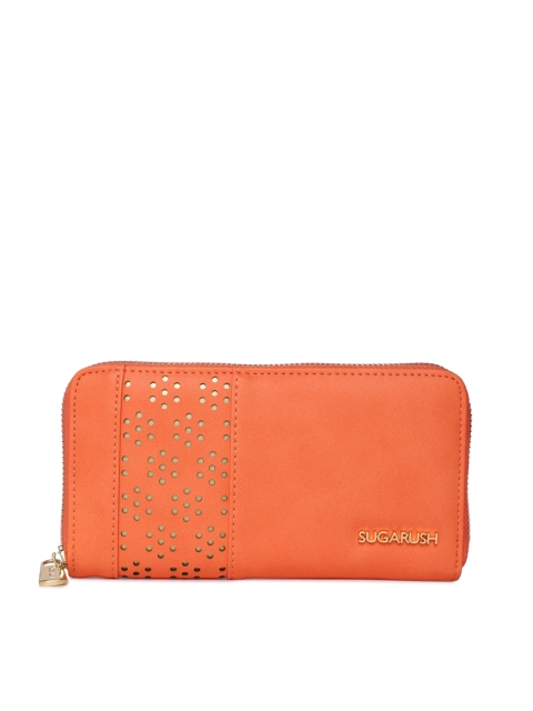 

Sugarush Women Peach-Coloured Solid Zip Around Wallet