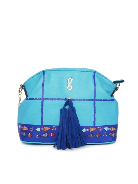 

Global Desi Blue Checked Sling Bag