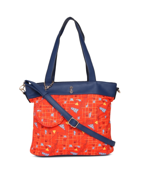 

Global Desi Orange & Blue Printed Shoulder Bag
