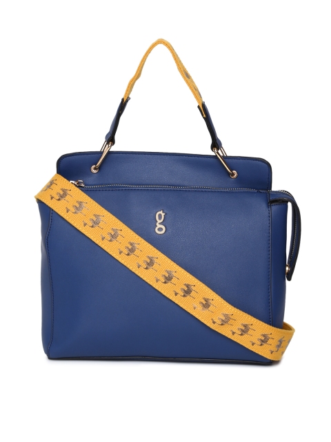 

Global Desi Navy Blue & Tan Solid Satchel