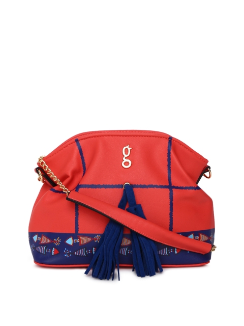 

Global Desi Red & Blue Printed Sling Bag