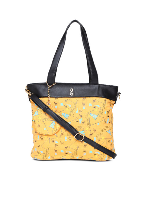 

Global Desi Yellow & Black Printed Shoulder Bag