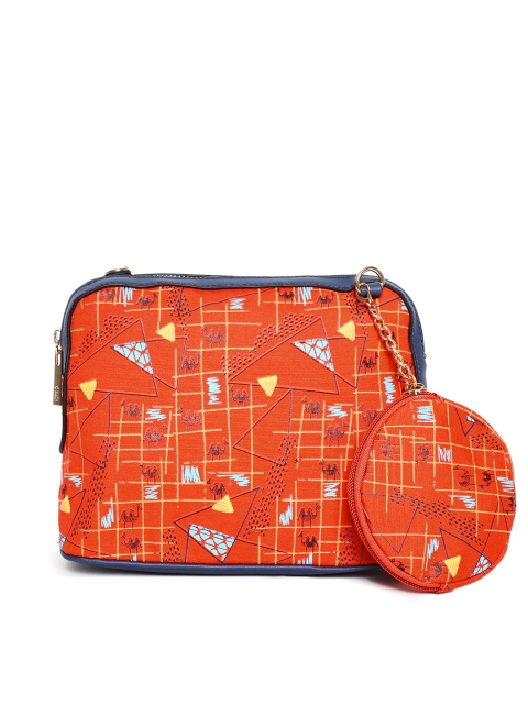 

Global Desi Orange Printed Sling Bag