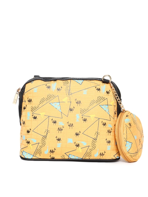 

Global Desi Yellow Printed Sling Bag