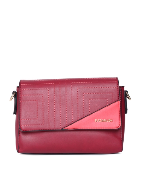 

Sugarush Maroon & Pink Colourblocked Sling Bag