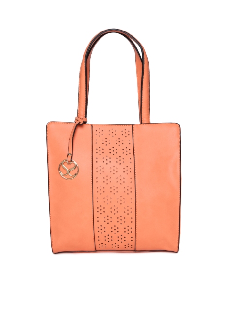 

Sugarush Peach-Coloured Solid Shoulder Bag with Cutwork
