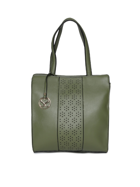 

Sugarush Olive Green Solid Shoulder Bag with Cutwork